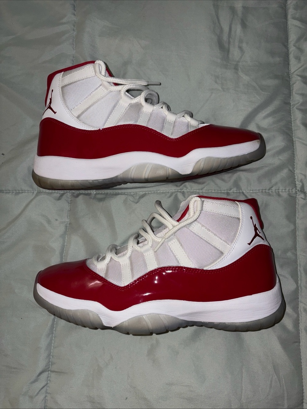 Jordan Men’s White and Red High-Top Basketball Sneakers